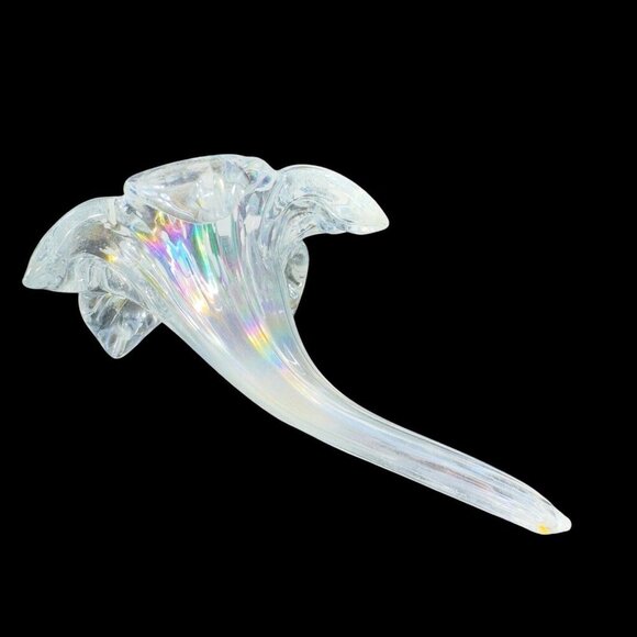 Vintage Silvestri Clear Iridescent Glass Flower With Stem Figurine Decor Glass - Picture 3 of 13